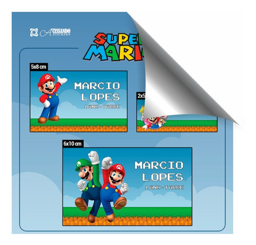 40 Etiquetas Escolar Personalizada Menino Super Mario Bros