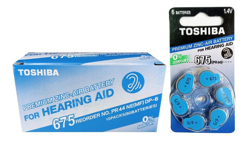 Imagen 2 de 2 de Pila Bateria Auditiva 675 Toshiba Blister 6 Und Zinc Air