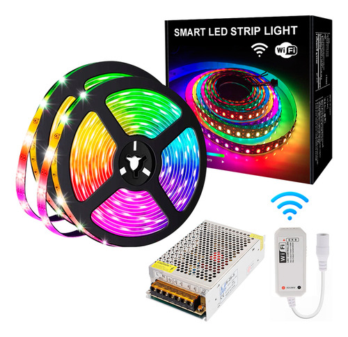Kit 10 Mtr Tira De Luces Led Rgb 5050 5 Metros Interior Wifi Rgb