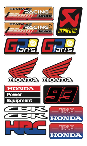 Set De Stickers Honda Para Personalizar Moto Y Equipo 02
