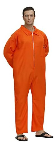 Disfraz De Prisionero Glabeko Para Hombre, Mono Naranja, Dis
