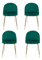 Comprar Set De 4 Silla Vintage Verde Ingles Thea Pana Patas Doradas