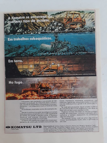 Propaganda Antiga Trator Komatsu Publicidade Raro 