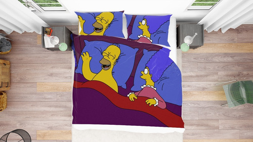 Homero Y Marge Simpson Acochado + Sabanas 2 1/2 P
