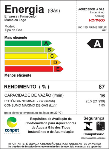 Aquecedor Komeco Ko 16 D Prime Com Módulo Wi Fi E Kit Glp