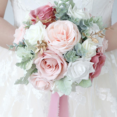 Ramo De Novia Arreglo Floral Hecho A Mano Rosa Ramo De Boda