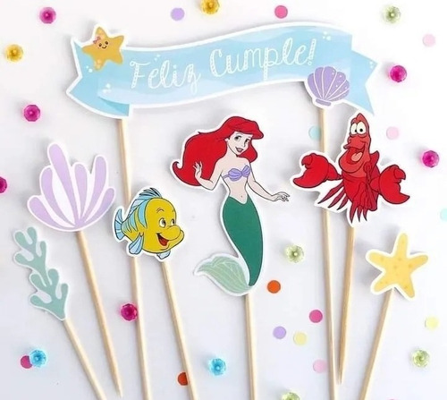 Adorno Para Torta Toppers Cake La Sirenita Ariel. Disney  