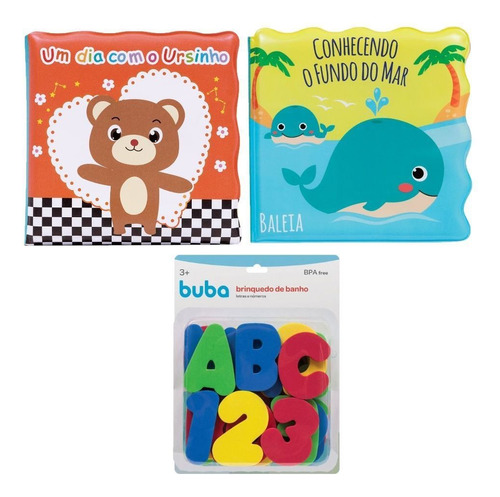 Brinquedo Banho 2 Livros E Números Infantil Bebê Livrinho Cor Um Dia Ursinho/fundo Mar