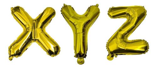 Globo Metalico Mediano Abecedario 36 Cm Color Oro