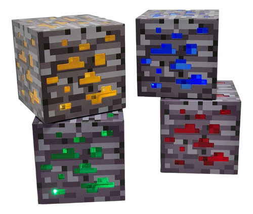 Minecraft Lámpara Cubo Mineral Diamante Usb Led Recargable