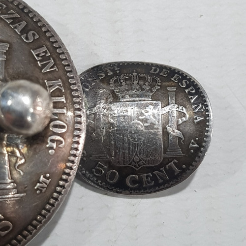 Imagen 4 de 6 de Antigua Moneda Plata Cenicero Arte Escondido 1871 Mag 59808