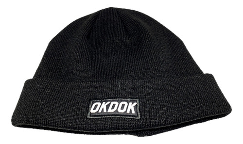 Touca Gorro Com Dobra Okdok Inverno Trico Bordado Original