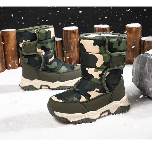Botas De Nieve De Camuflaje Impermeables Cálidas Para Invier