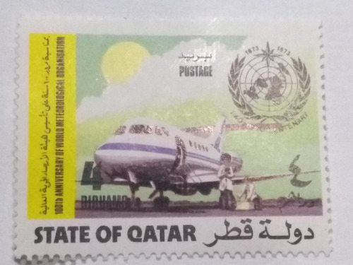 Timbre Postal De Qatar Cooperación Meteorológica Año 1973