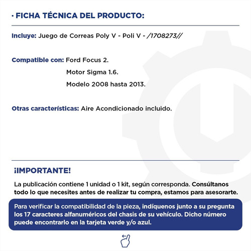 Imagen 2 de 9 de Kit Juego Correa Poly V Poli V Ford Focus 2 Sigma 1.6 08/13