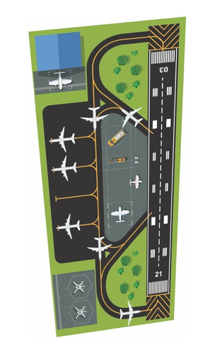 Aeroporto Pista 1,40 X 60cm Para Miniaturas Aviões Brinquedo