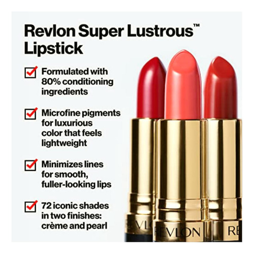 Revlon Lápiz Labial Súper Brillante, Color Labial De Alto