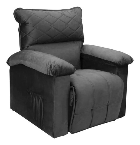 Sillón Sofá Poltrona 1 Cuerpo Reclinable Tela Gris LG Amoblamientos