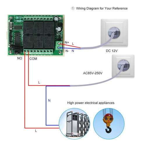 Módulo Radio Frecuencia 6 Canales Relé 12v Control Remoto
