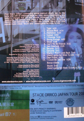 Stacie Orrico - Live In Japan Dvd Importado De Usa (Usado)