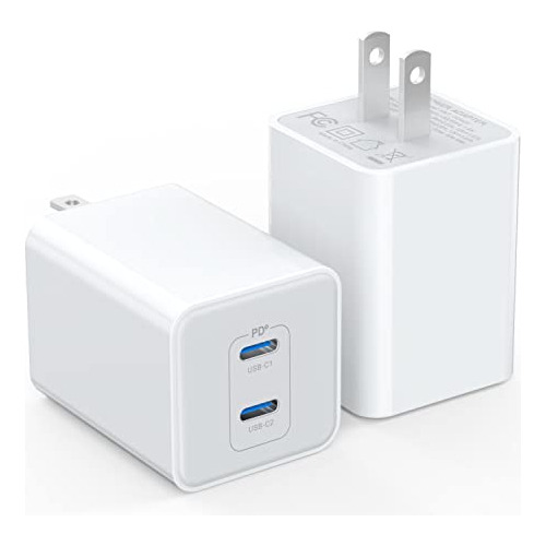 Cargador De Pared Usb C De 40 W, 2 Unidades De Doble Puerto