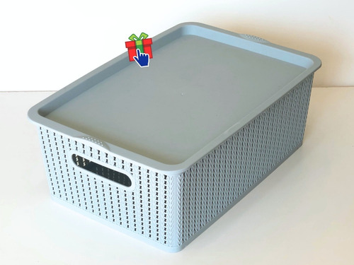 Imagen 3 de 6 de Set X 2 Organizador Ropa Placard Canasta Apilable Tapa 12l