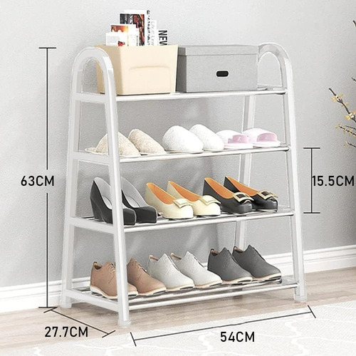 Zapatero De 4 Niveles Plegable Abierto Color Blanco Blanco
