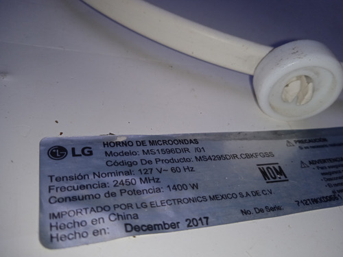 Base Soporte Anillo Aro Giratorio Horno Microondas Ms1596dir (Usado)