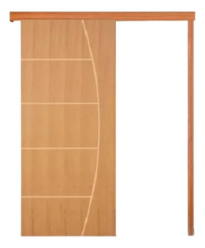 comprar Kit Porta De Correr Madeira +folha Porta Frisada Bela 210x92