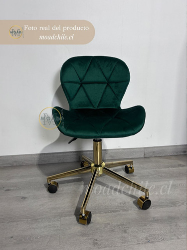 Silla De Escritorio Acolchada Mariposa Felpa Y Base Dorada