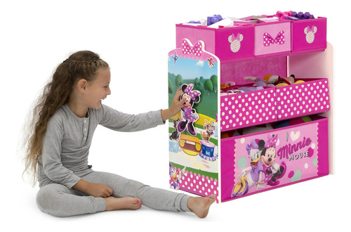 Mesa Y Dos Sillas Con Organizador De Minnie Mouse Deltac Color Rosa Chicle