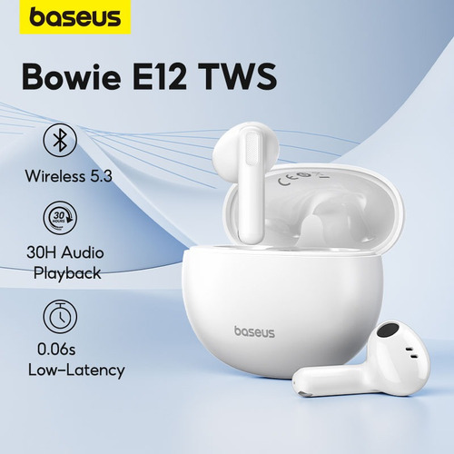 Fone De Ouvido Baseus Bowie E12 Tws Bluetooth 5.3 Branco