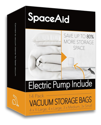 Spaceaid 14 Pack Bolsas De Almacenamiento Al Vacío Con Bomba