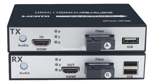 Extensor Hdmi Via Fibra Óptica Com Kvm Usb P/ 20km 1080p