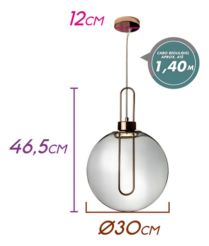 Pendente Ghianda Rose Gold 3w 3000k Ac007E Bella St2445 127/220V