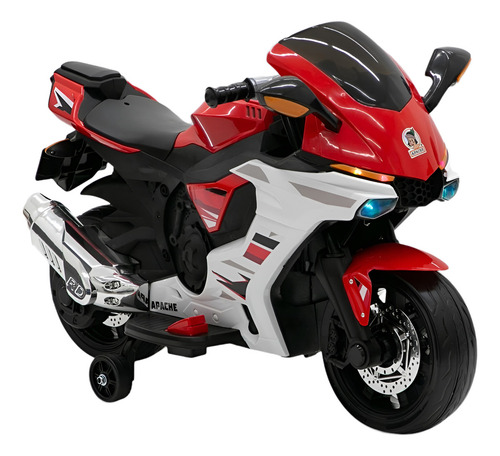Apache Moto Rojo Blanco Montable Eléctrica Niños 3 A 8 Años Color Blanco/rojo