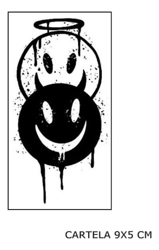 Tatuaje temporal Half Good Half Bad Mascara Smile, 9 x 5 cm