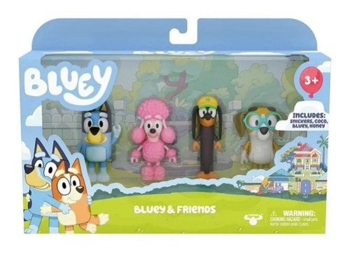 Bluey Play Set Friends Amigos Pack Figuras 4 Pzs Marca Moose