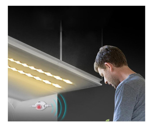 Tira 2mt Luz Led Sensor Con Movimiento Noche Luz Calida