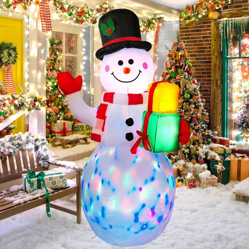 Decoración De Exterior Con Muñeco De Nieve Inflable Navideño