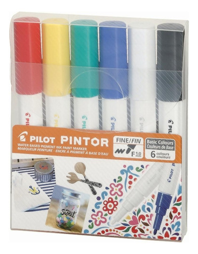 Pilot Pintor Estuche Con 6 Marcadores Creativos, Punto Fino,