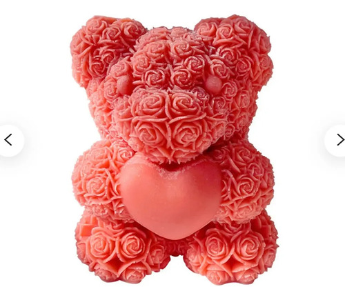 Molde Silicona Oso Corazon Con Rosas Amor Vela Jabón
