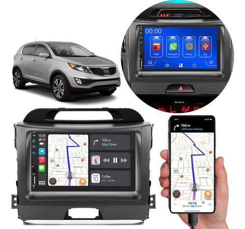 Kit Multimidia Carplay Android Auto Mp5 Sportage 11 12 13-16