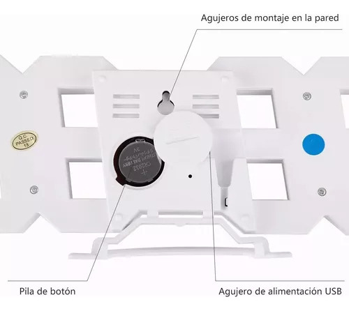 Reloj Digital Alarma 3d De Pared Multifuncional 24/12hrs