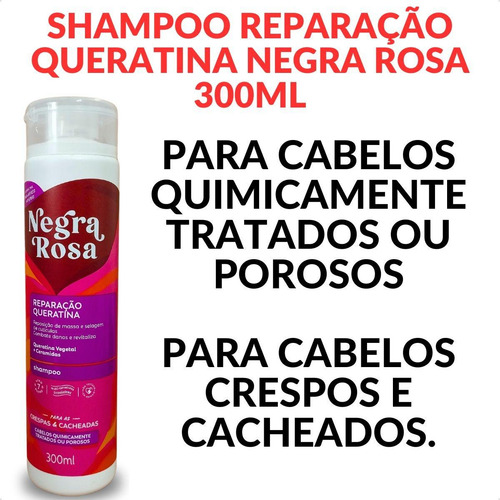 Shampoo Reparação Queratina Negra Rosa 300ml Lançamento