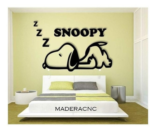 Decoración Cuadro Snoopy/letras Madera Mdf 6mm Pared Hogar 