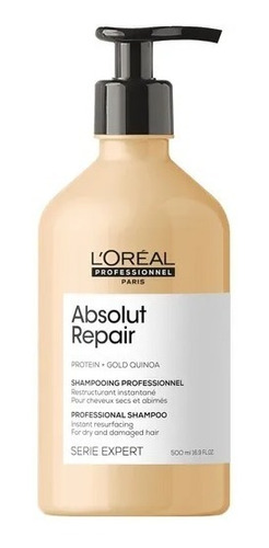 Shampoo Absolut Repair Gold Quinoa Reparación X500ml Loreal