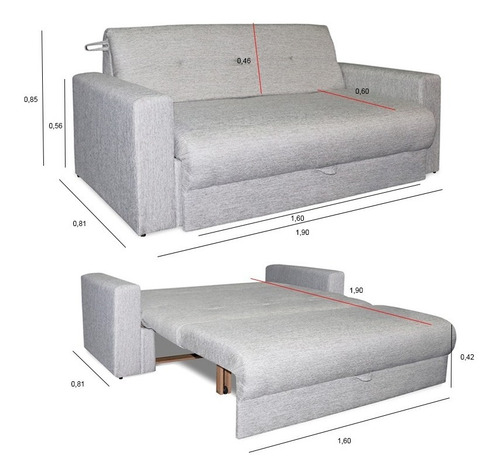 Sillon Sofa Cama 2 Plazas Queen Chenille Antidesgarro