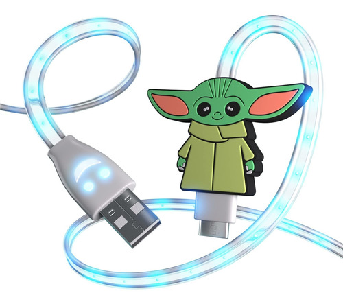 Baby_yoda - Cable Usb Tipo C, 3 Pies De Luz Led, Flujo Visib