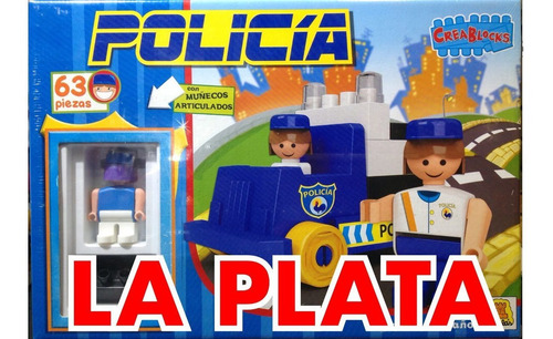 Imagen 3 de 6 de Creablocks Implas Cuartel De Policía Con Muñecos Bloques 63